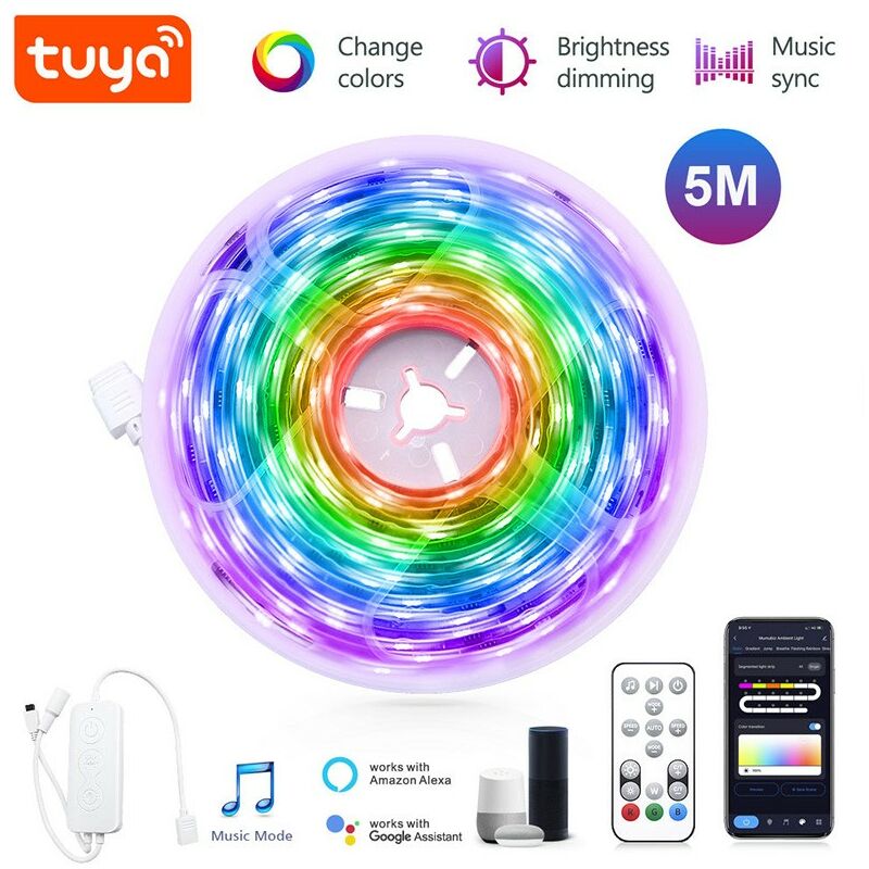 foto del prodotto tuya smart wifi kit striscia led dream color rgbic 5 metri