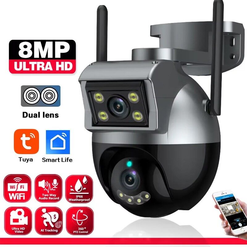 foto del prodotto tuya telecamera di sicurezza a doppia lente smart wifi ptz 8.0 mp