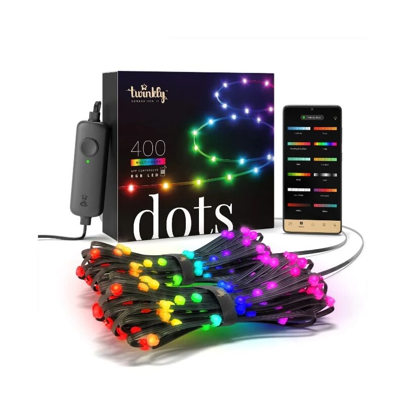 foto del prodotto twinkly 400 dots luci led multicolore intelligenti 20 metri cavo nero