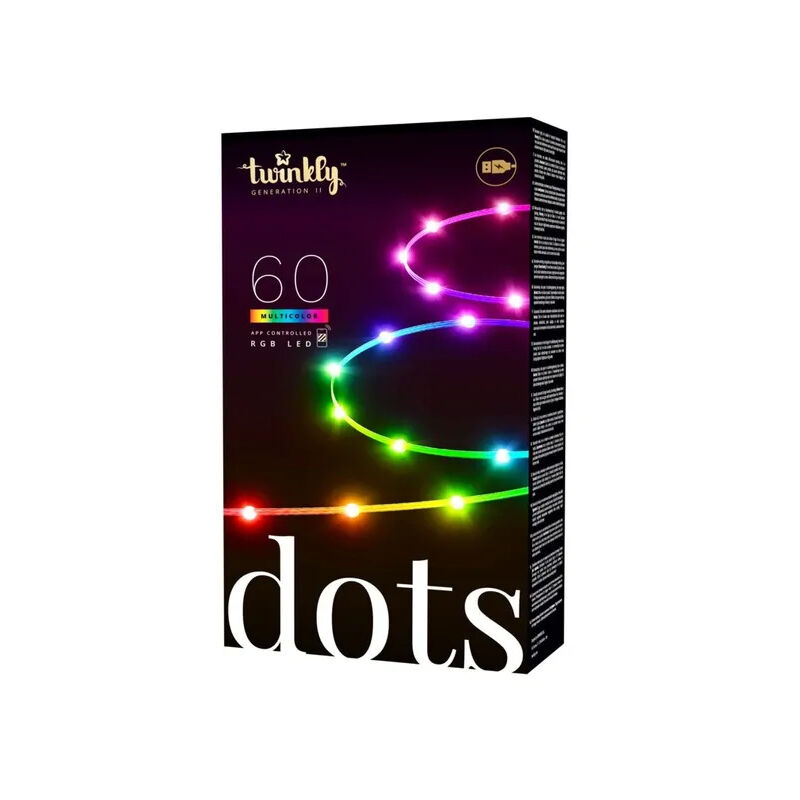 foto del prodotto twinkly ghirlanda connessa ip20 3m 60 led rgb filo trasparente dots