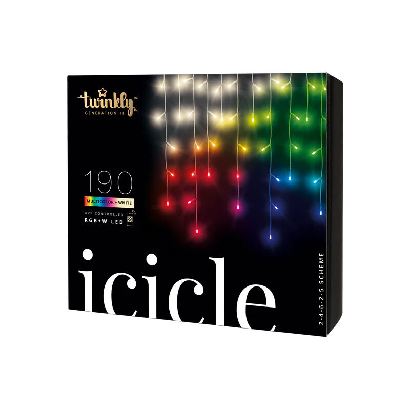 foto del prodotto twinkly icicle stalattite led controllata dall applicazione con 190 led rgb w. filo trasparente. per interni ed estern