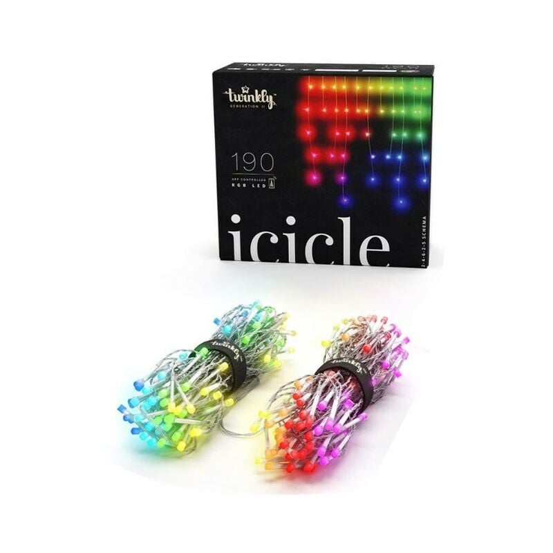 foto del prodotto twinkly icicle tenda 190 led multicolore rgb con cavo trasparente
