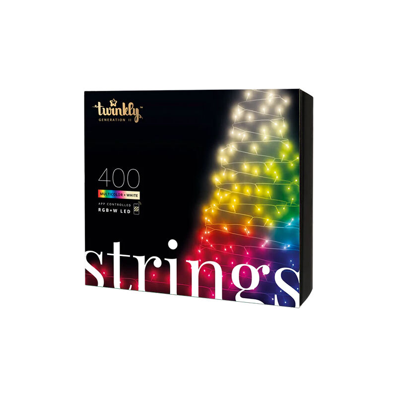 foto del prodotto twinkly strings stringa luminosa a led controllata dall applicazione con 400 led rgb w 32 metri. filo nero. per interni ed esterni