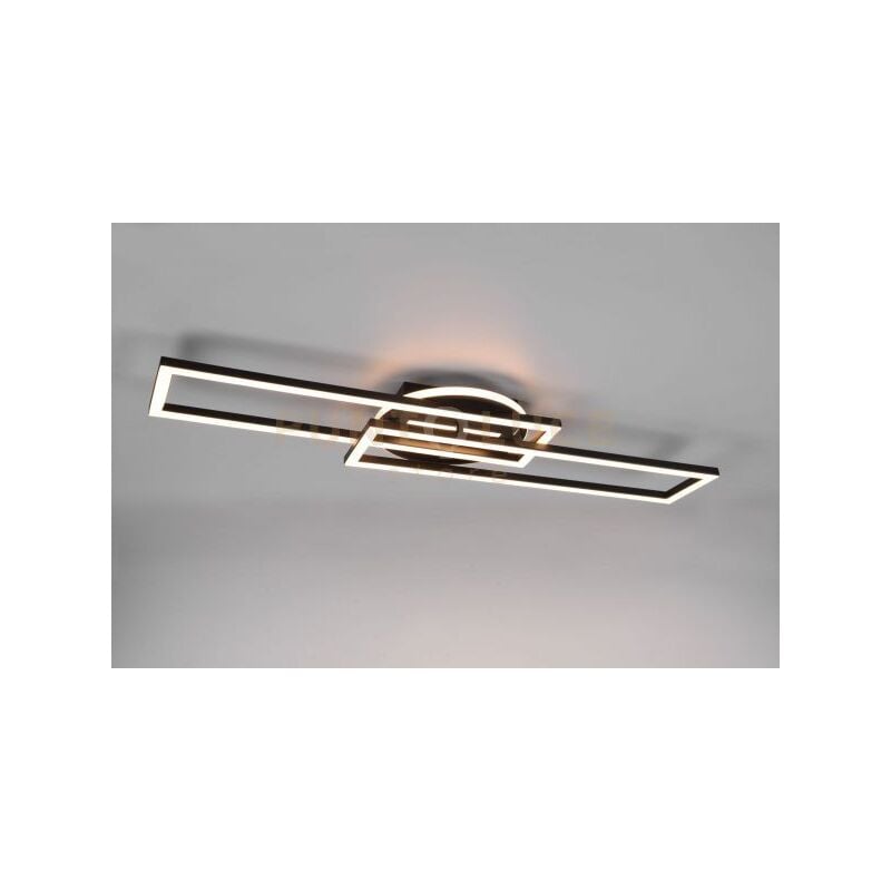 foto del prodotto twister plafoniera led 30w 4500lm, 2700 6000k rettangolare nera orientabile con base illuminata rotonda con telecomando multifunzione l. 90cm