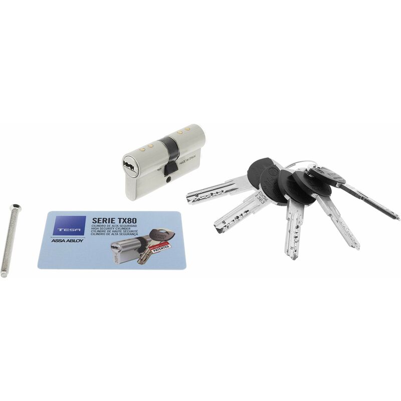foto del prodotto tx854545n cilindro ad alta sicurezza a camma lunga, nichelato, 45 x 45 mm tesa assa abloy