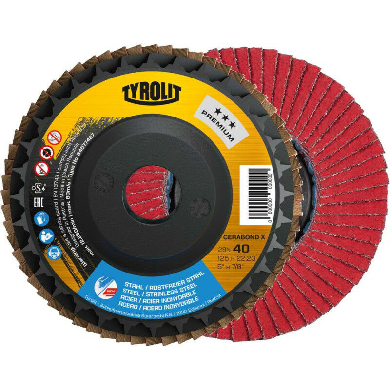 foto del prodotto tyrolit cerabundant x125mm ca 60 wheels gew lamelle. cerniera lampo
