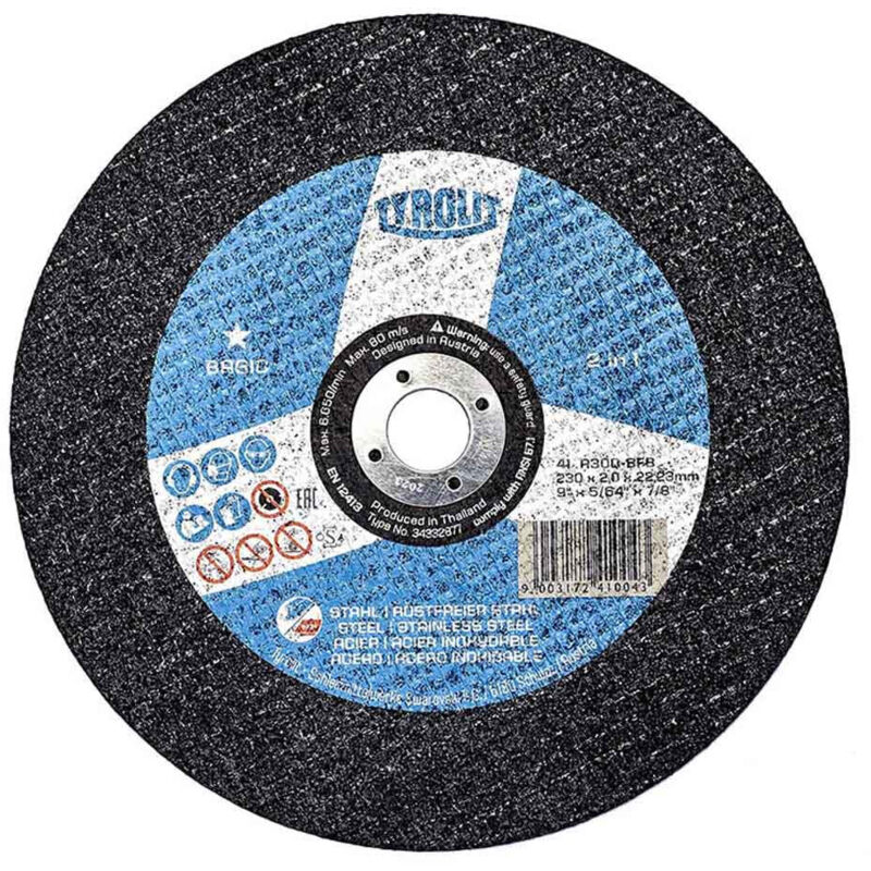foto del prodotto tyrolit disco da taglio piatto 230x2x22,23 mm extrafine acciaio acciaio inossidabile