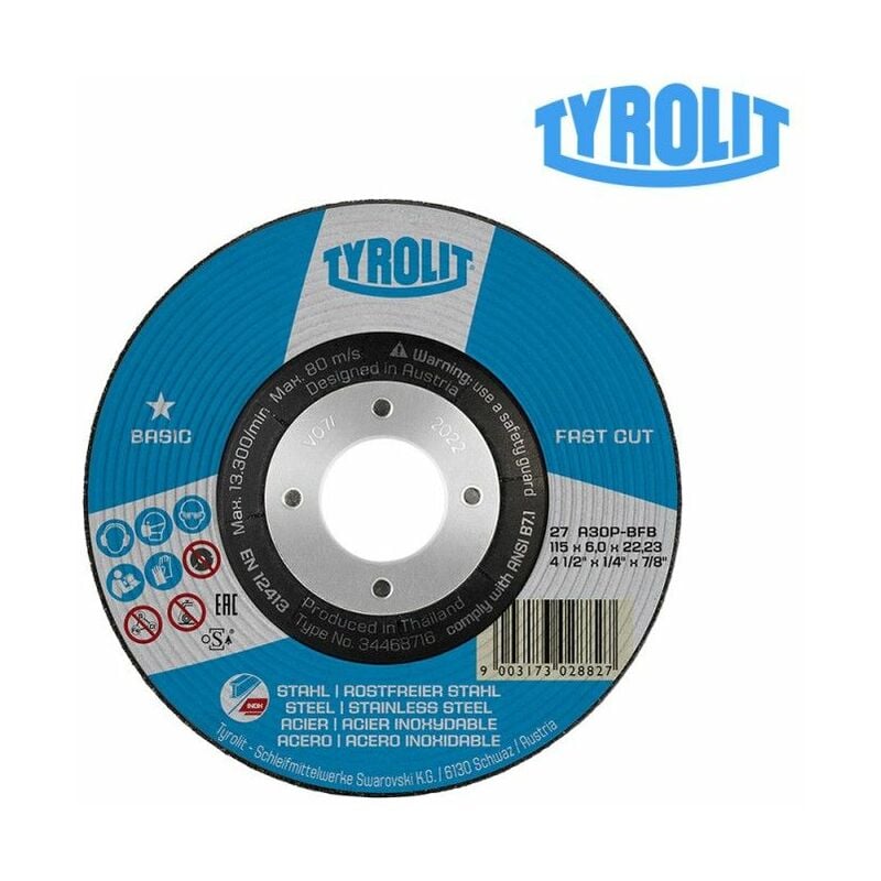 foto del prodotto tyrolit disco sgrossatore 27c 115x6x22,23 a30p bfb