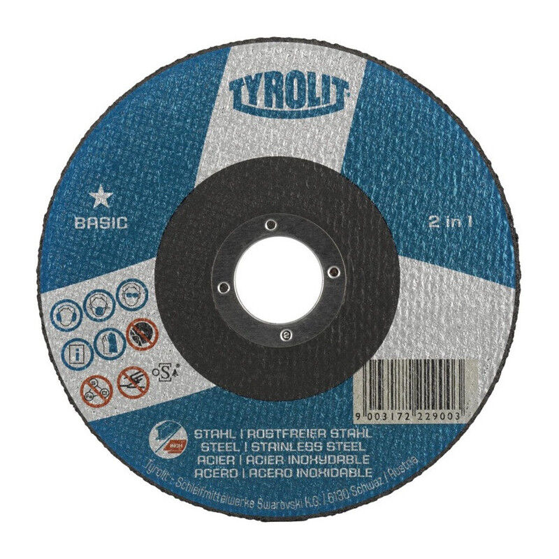 foto del prodotto tyrolit disque tron onner basic d125x2,5mm ger.2in1 foret.22,23mm par 25 