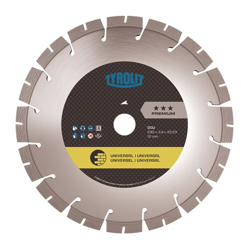 foto del prodotto tyrolit - disque à tron onner diamant dcu premium d.115mm al sage 22,23mm construction univ.