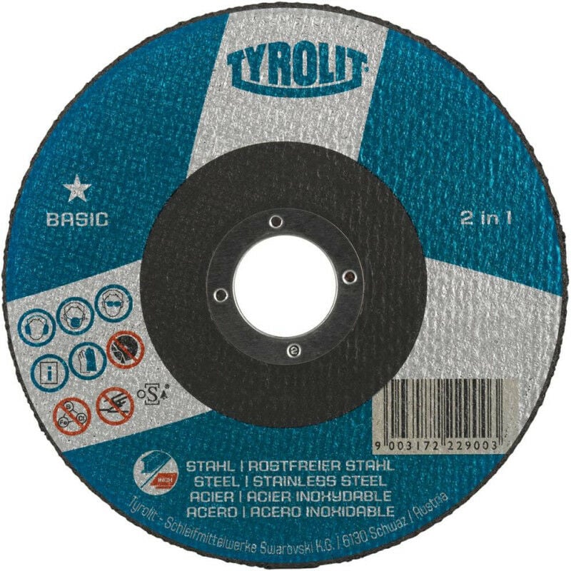 foto del prodotto tyrolit scarico tunone 2in1 base 230 x 1,9 mm di dritto per acciaio 