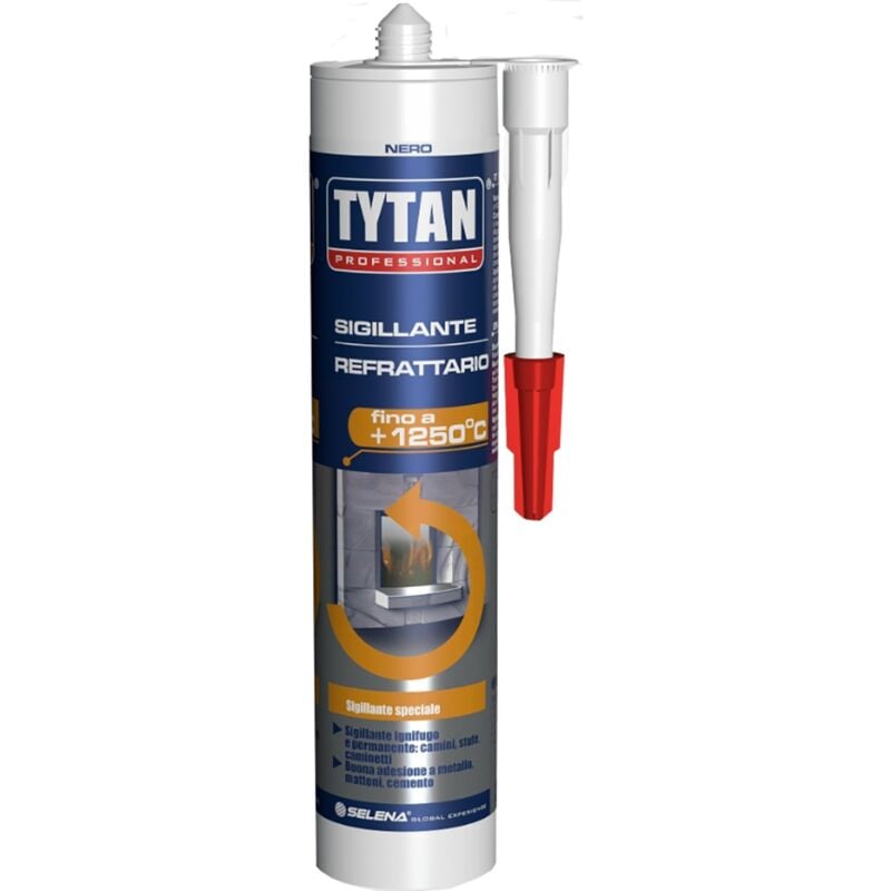 foto del prodotto tytan sigillante refrattario alte temperature stufe camini forni 300 ml nero fino a 1250 