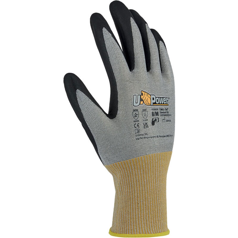 foto del prodotto u power polka guanti lavoro nylon spandex antitaglio d grigio 7 s