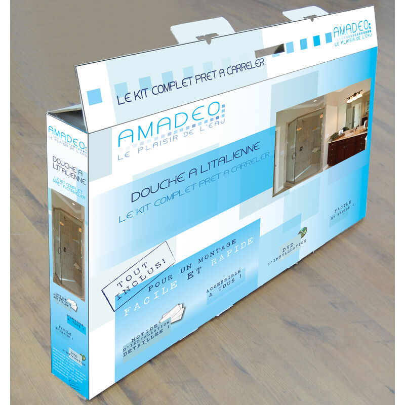 foto del prodotto u tile kit piatto doccia completo per piastrellatura con canale sifone 360 120 x 120 cm