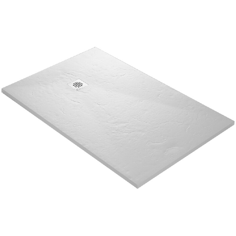 immagine 0 del prodotto u tile piatto doccia 120 x 80 cm in resina finitura ardesia bianco