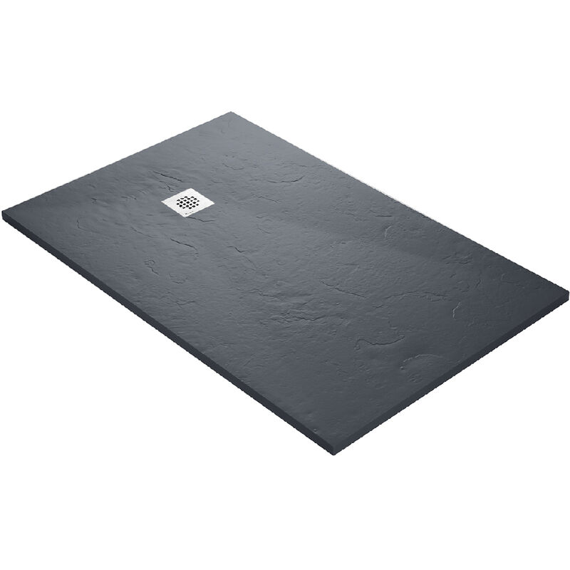 foto del prodotto u tile piatto doccia 120 x 80 cm in resina finitura ardesia grigio