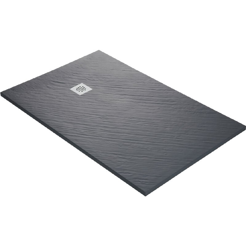 foto del prodotto u tile piatto doccia 120 x 90 cm in resina finitura pietra grigio