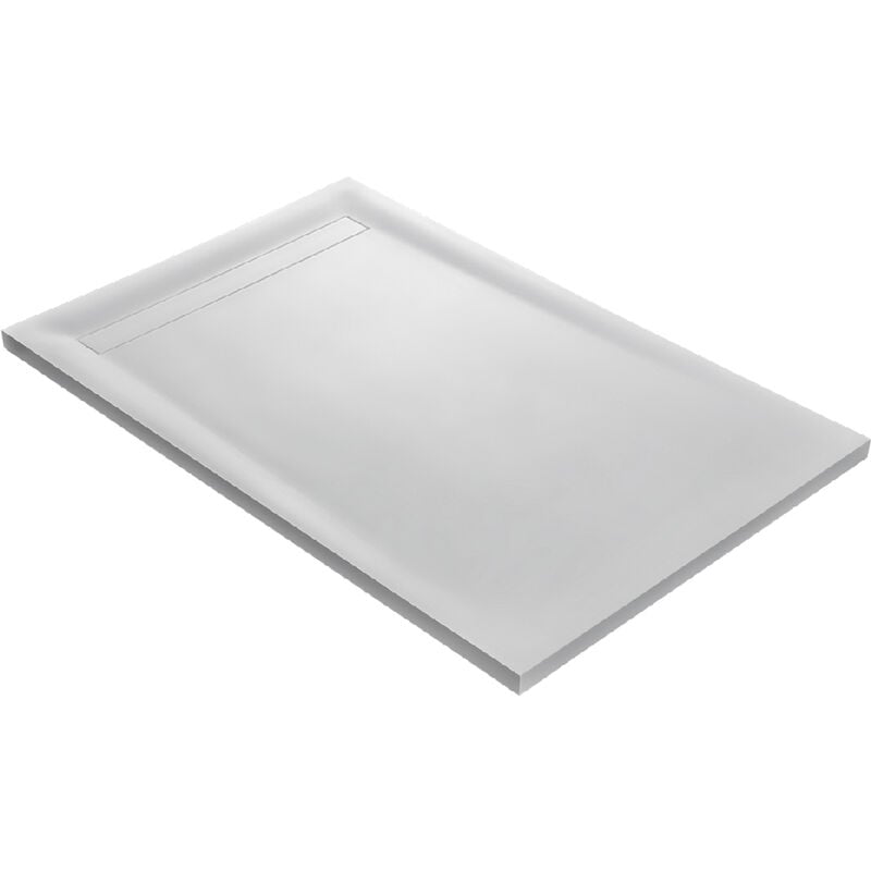 foto del prodotto u tile piatto doccia 140 x 90 cm in resina solid surface bianco
