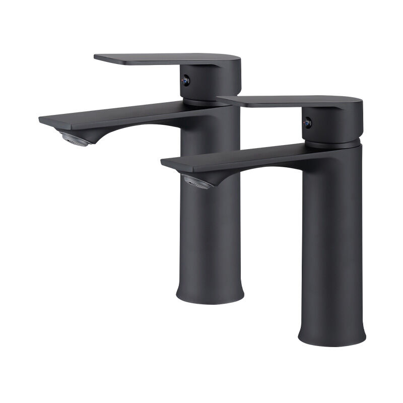 foto del prodotto ubeegol 2pcs miscelatore lavabo nero rubinetto bagno rubinetto lavabo monoforo miscelatore in acciaio inossidabile acqua calda e fredda per bagno