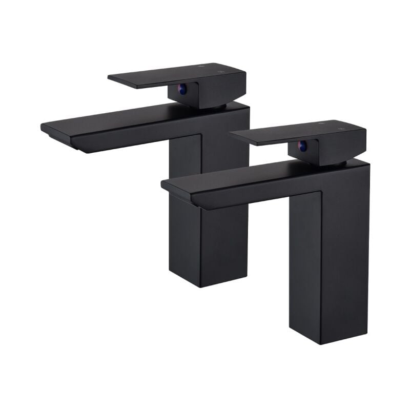 foto del prodotto ubeegol 2pcs rubinetto per bagno a cascata miscelatore per lavabo in acciaio inossidabile rubinetto per lavabo a due vie design moderno nero