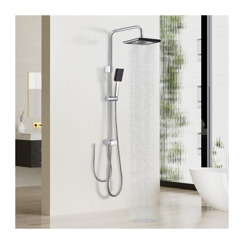 foto del prodotto ubeegol colonna doccia senza rubinetto cromato sistema doccia con doccetta set doccia senza rubinetto in acciaio inox soffione doccia regolabile in