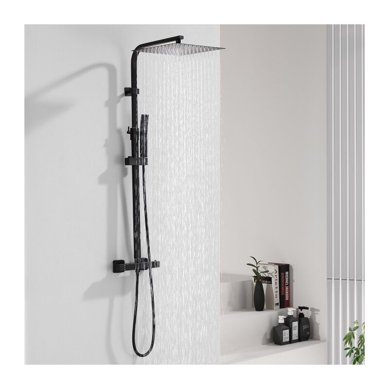 foto del prodotto ubeegol colonna doccia termostatica sistema doccia colonna doccia regolabile in altezza con grande getto a soffitto quadrato da 12 pollici kit