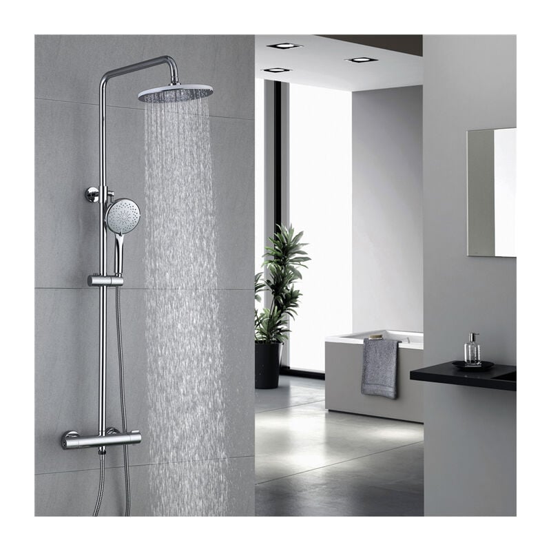 foto del prodotto ubeegol colonne doccia termostatiche sistema doccia con miscelatore termostatico colonna doccia rubinetto in ottone set doccia barra regolabile