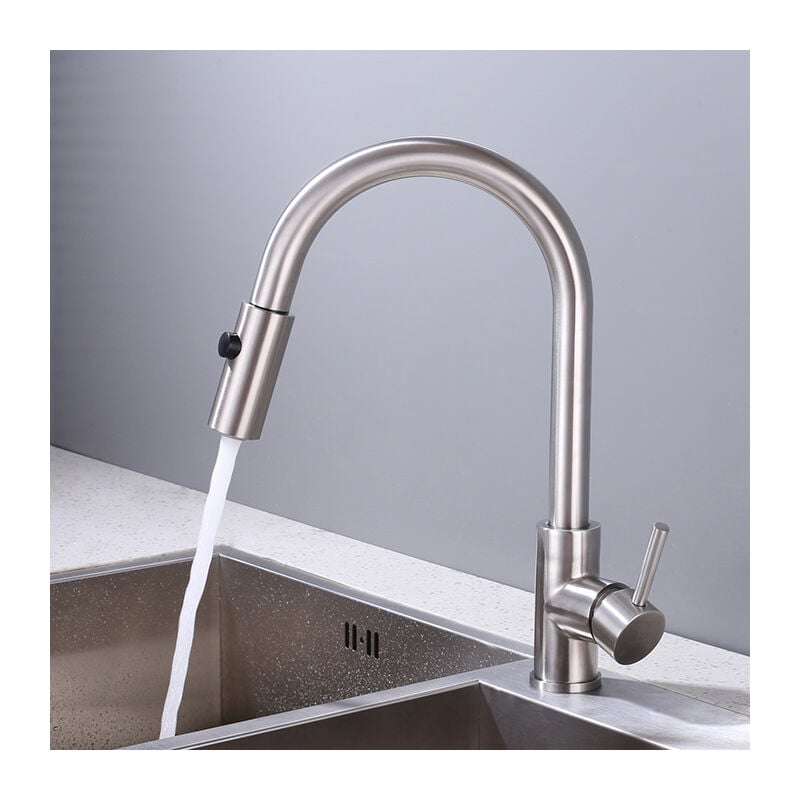 foto del prodotto ubeegol rubinetto lavello cucina doccetta estraibile rubinetto cucina in acciaio inox spazzolato miscelatore cucina girevole a 360 rubinetti