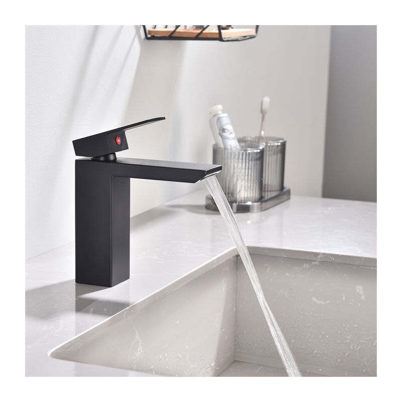 foto del prodotto ubeegol rubinetto per bagno a cascata miscelatore per lavabo in acciaio inossidabile rubinetto per lavabo a due vie design moderno nero