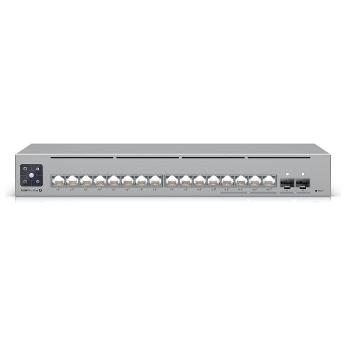 foto del prodotto ubiquiti switch unifi 12xrj45 gbit-4xrj45 2.5g-2xsfp managed poe 180w max optional 19 rack-mountable, 1,3 touchscreen