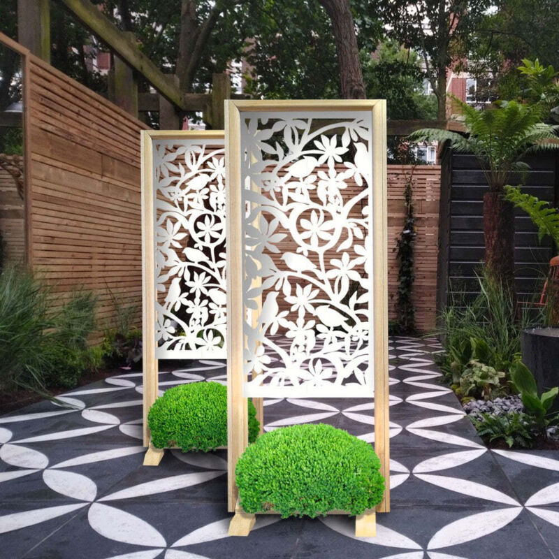 foto del prodotto uccellini separ paravento modulabile 70x190cm in legno e pvc colore bianco