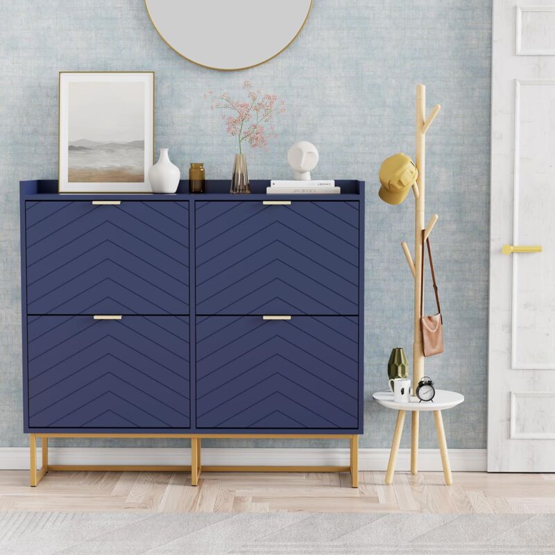 foto del prodotto uev scarpiera con 4 ribalte, scarpiera stretta, montaggio a soffitto con recinzione, ripiano regolabile in 2 posizioni, per corridoio, soggiorno,