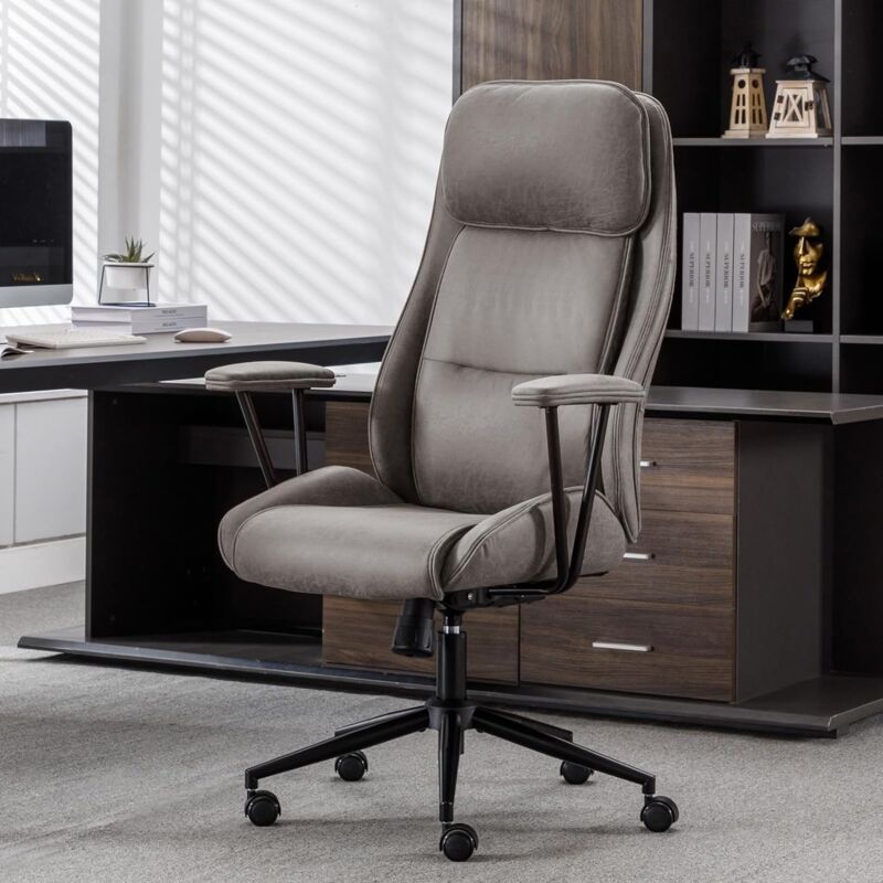 foto del prodotto uev sedia da ufficio ergonomica, sedia da ufficio con schienale alto 76 cm, braccioli rimovibili, schienale regolabile a 145 , cuscino alto