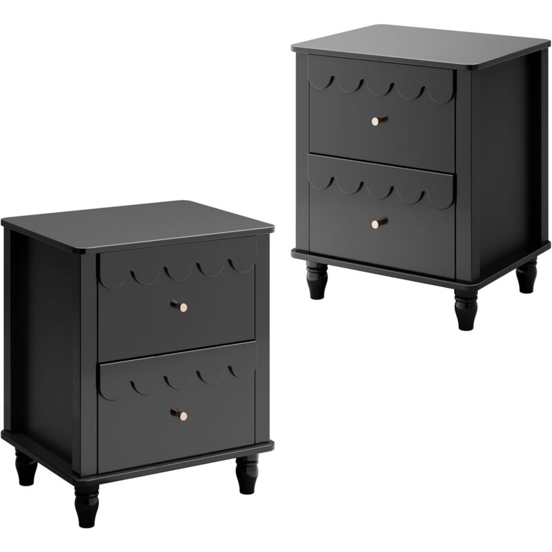 foto del prodotto uev set di 2 comodini, tavolino laterale con design a onde, tavolino da divano colorato, 2 cassetti portaoggetti, per soggiorno, camera da letto,