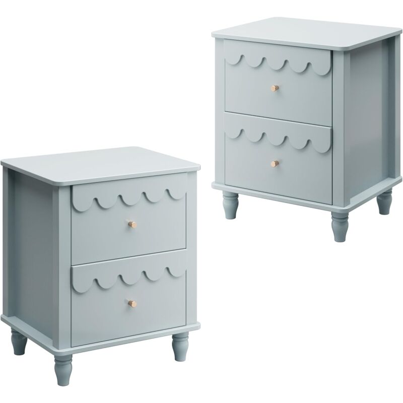 foto del prodotto uev set di 2 comodini, tavolino laterale con design a onde, tavolino da divano colorato, 2 cassetti portaoggetti, per soggiorno, camera da letto,