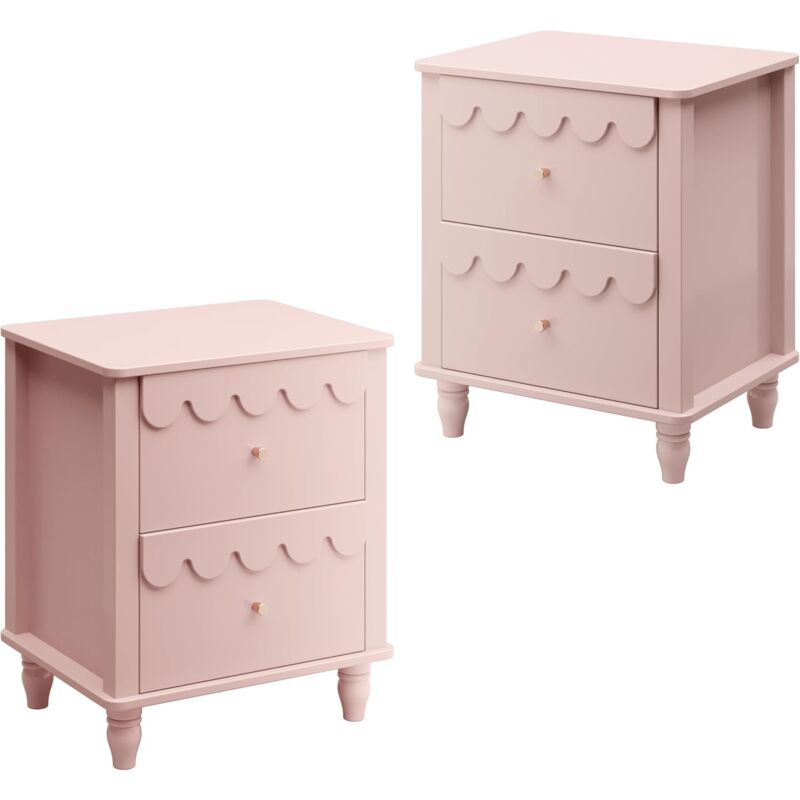 foto del prodotto uev set di 2 comodini, tavolino laterale con design a onde, tavolino da divano colorato, 2 cassetti portaoggetti, per soggiorno, camera da letto,