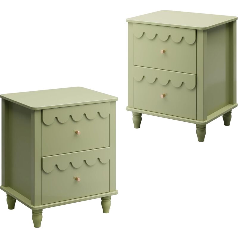 foto del prodotto uev set di 2 comodini, tavolino laterale con design a onde, tavolino da divano colorato, 2 cassetti portaoggetti, per soggiorno, camera da letto,