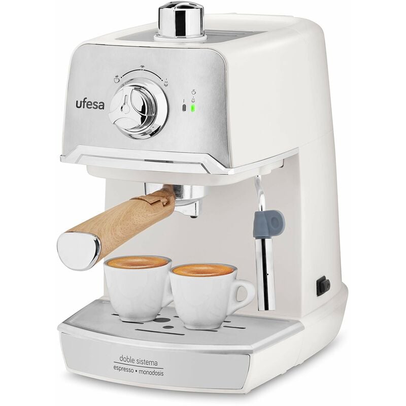 foto del prodotto ufesa ce7238 cream macchina caff espresso e cappuccino, pressione 20 bar, 2 modalit caff macinato o dose singola, vaporiera regolabile,