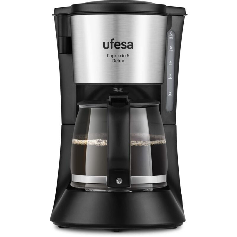 foto del prodotto ufesa cg7115 capriccio 6 delux macchina caff americano, 6 tazze, 600w, brocca 0,6 l, filtro permanente, piastra riscaldante antiaderente, sistema