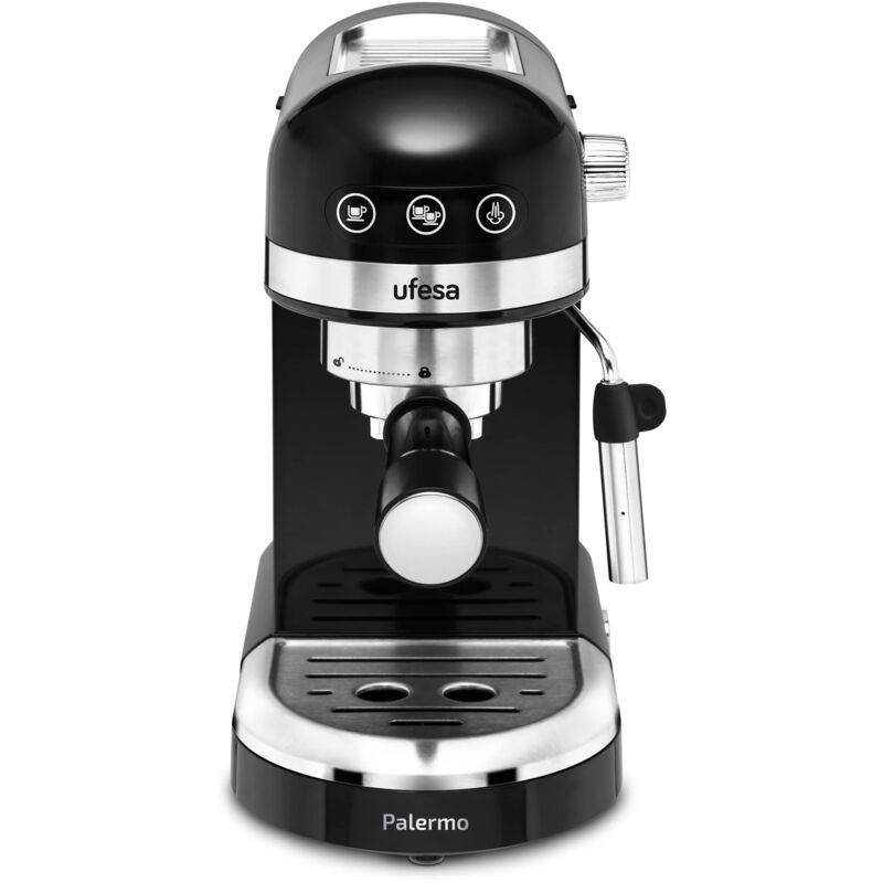 foto del prodotto ufesa palermo, macchina caff espresso e cappuccino, pressione 20 bar, 1350 w, touchscreen, sistema thermoblock, vaporizzatore regolabile,