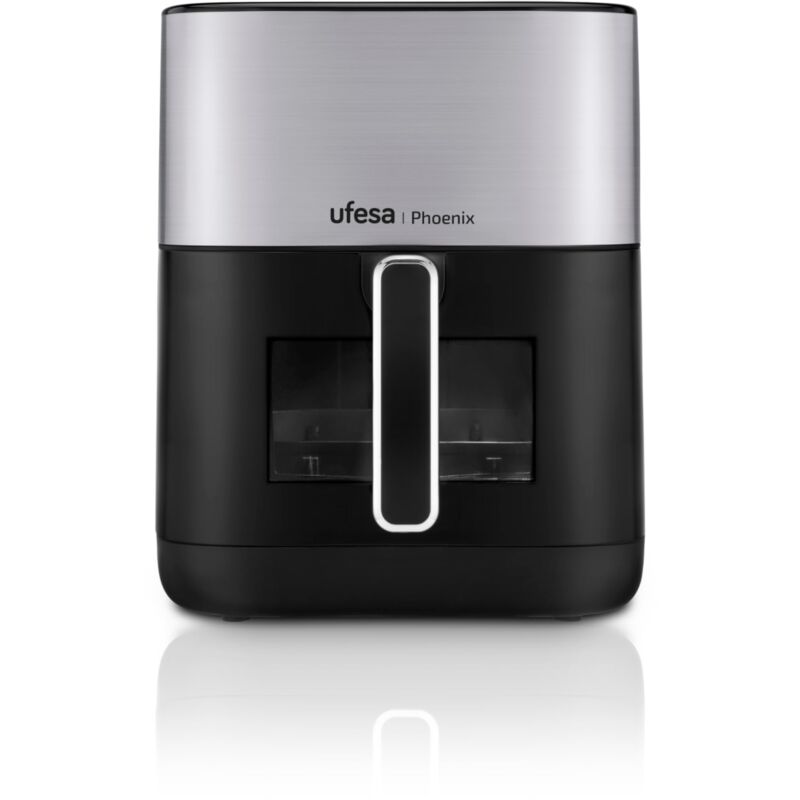 foto del prodotto ufesa phoenix, friggitrice ad aria doppia resistenza con vapore, 6 l, 1800 w, 10 programmi preimpostati, finestra e luce interna, ricettario incluso