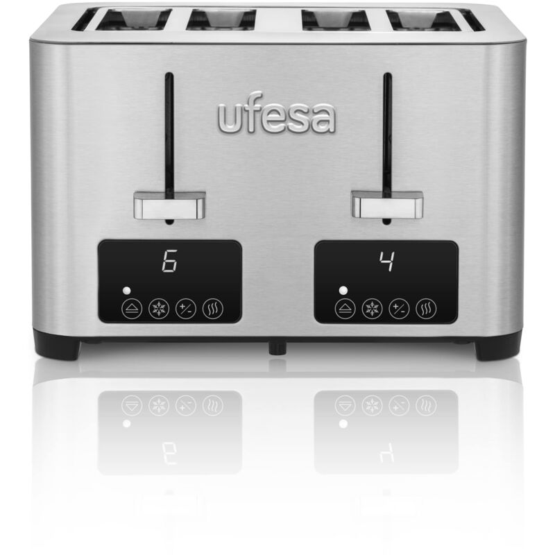 immagine 0 del prodotto ufesa quartet delux, tostapane acciao inox, 2 schermi digitali lcd, 1500 w, 4 fessure, bocca ampia, 7 livelli di tostatura