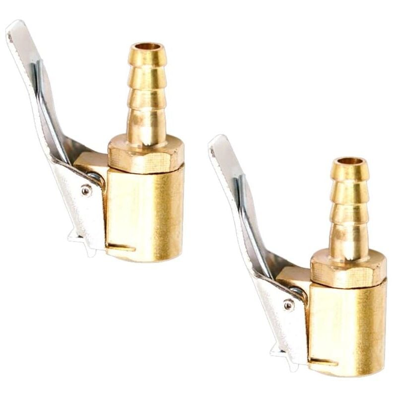 foto del prodotto ugello di gonfiaggio a 2 pezzi, ugello di gonfiaggio per pneumatici auto, ugello di gonfiaggio a clip, adattatore di collegamento con morsetto a clip