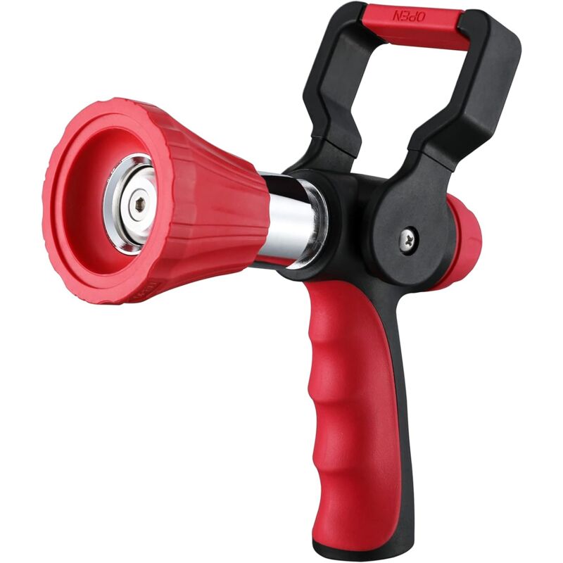 foto del prodotto ugello per tubo antincendio ad alta pressione, ugello per tubo da giardino in metallo resistente con impugnatura ergonomica scorrevole e impugnatura