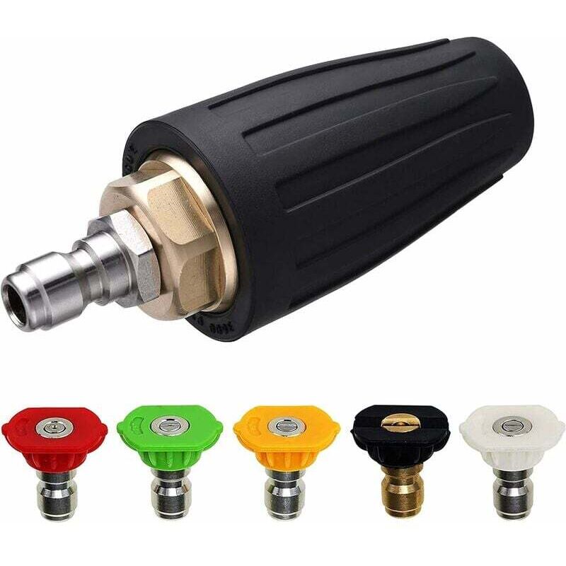 foto del prodotto ugello turbo per idropulitrice, ugello rotante e 5 ugelli, attacco rapido da 1 4 , 3000 4000 psi, foro da 5,2 mm, irisfr