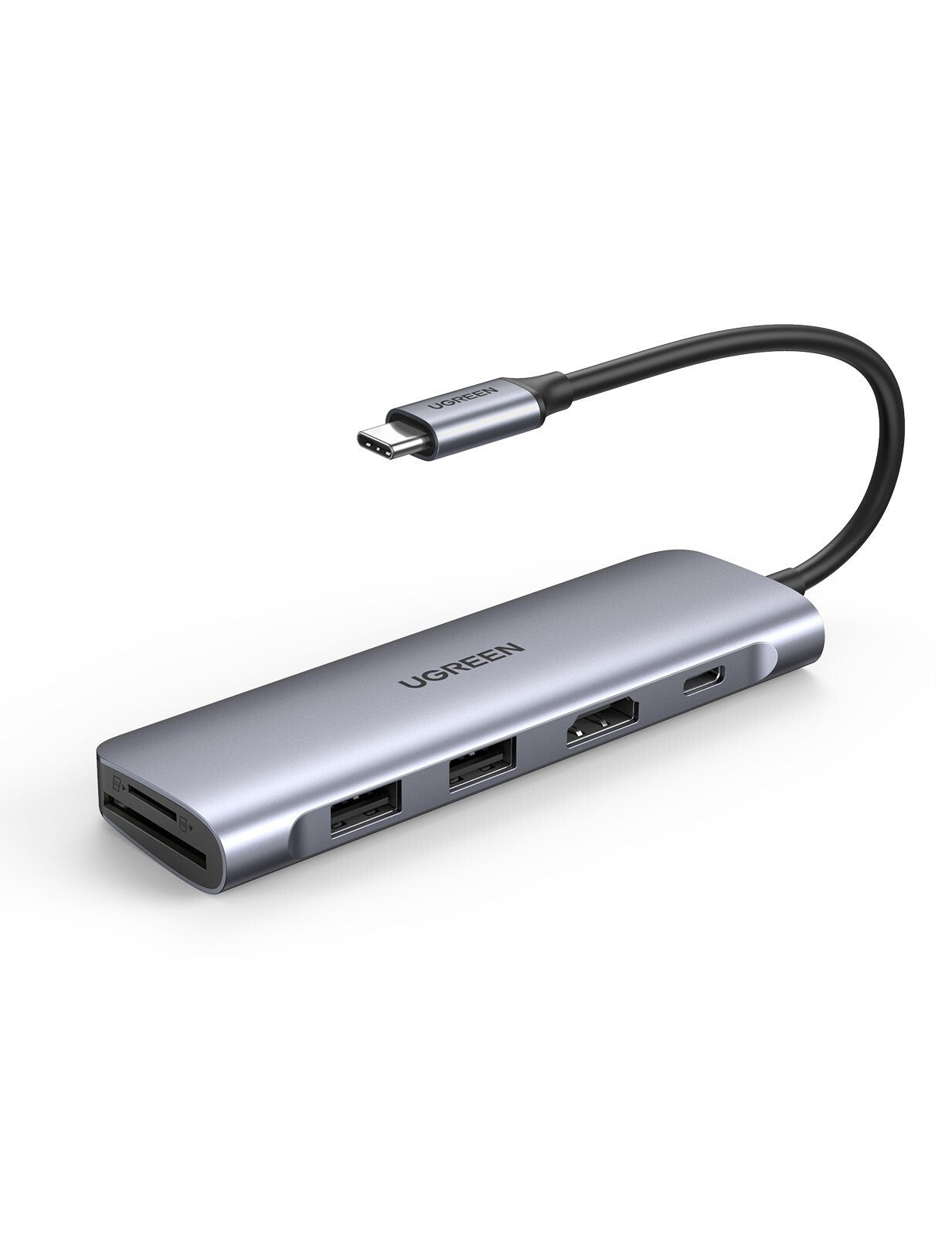 foto del prodotto ugreen hub usb type-c- 6 in 1- hdmi 4k- tf/sd- pd 100w- 2xusb3 (space gray)