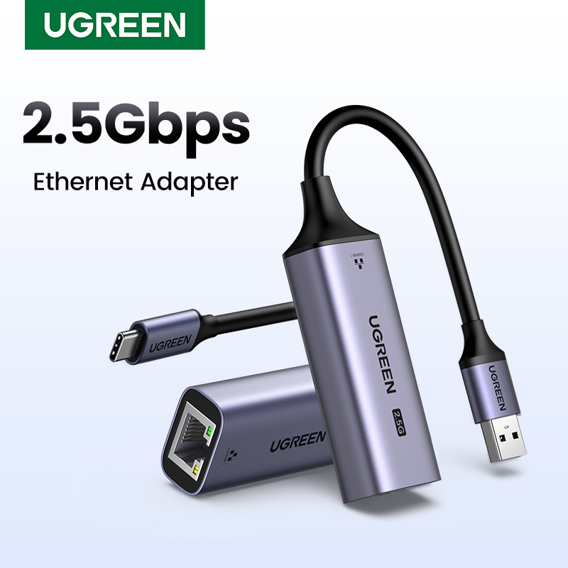 foto del prodotto ugreen usb ethernet adapter 2.5g 2500mbps scheda di rete usb3.0 per laptop pc nas server windows mac os usb-a c adattatore internet