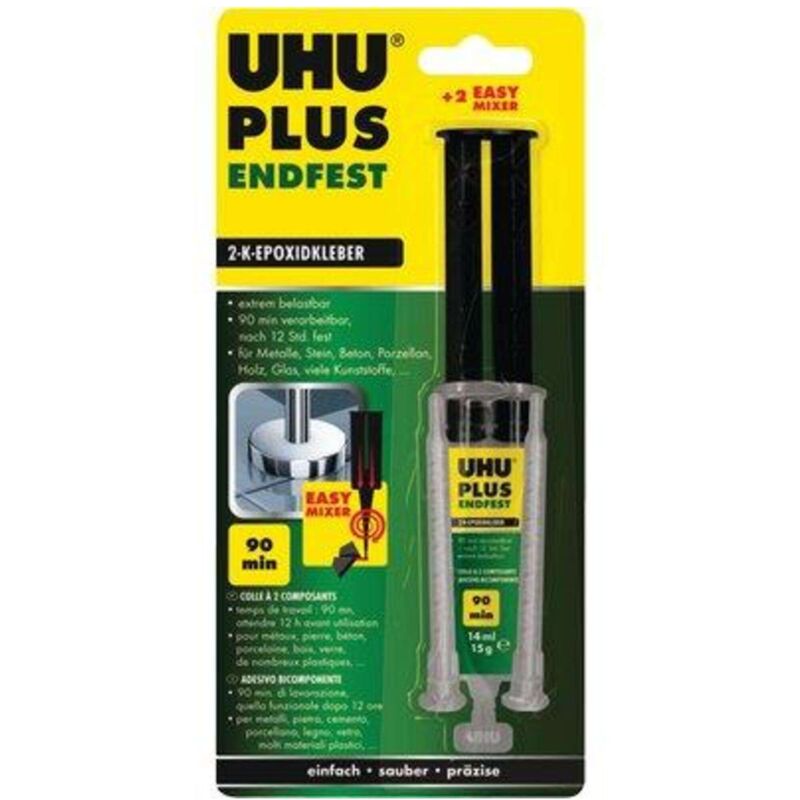 foto del prodotto uhu plus 90 minuti verde bicomponente siringa ml 14 gr 15 1 pezzo