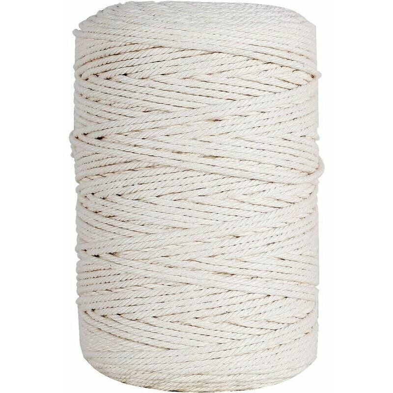 foto del prodotto ulisem 3mm x 200m 100 cotone filato macram corda macram per lavorare a maglia decorazioni murali fai da te porta piante confezioni regalo beige