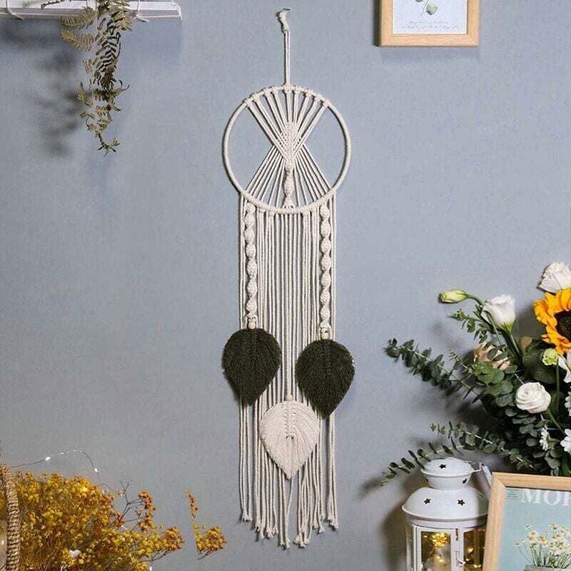 foto del prodotto ulisem acchiappasogni fatto a mano, acchiappasogni in macram fatto a mano, acchiappasogni boho retr , vintage, ornamento da appendere alla parete,